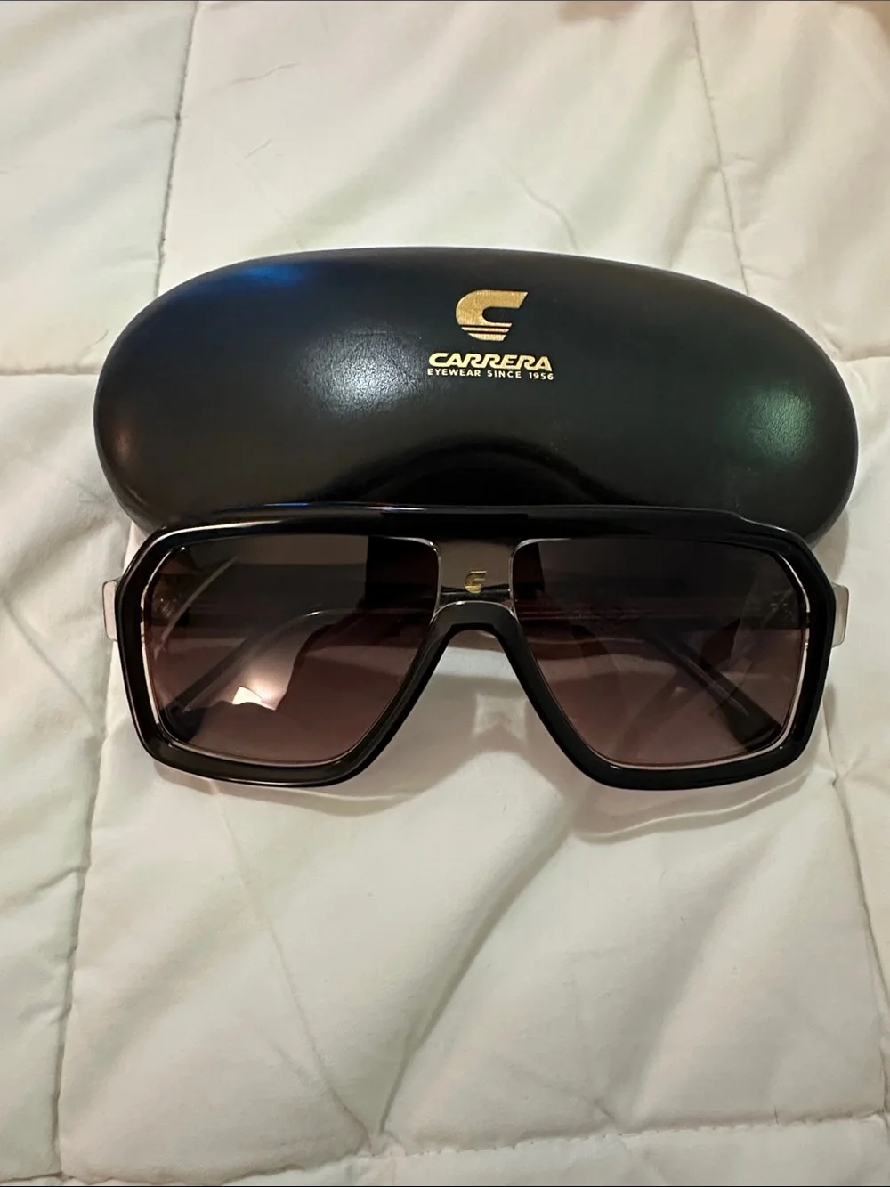 Worn Once. Carrera Black Frame Sunglasses with Brown Gradient Lenses